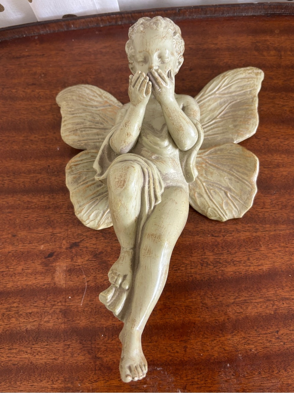 Whispering Fairy Wall Sculpture in Pale Green